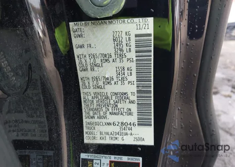 2022 Nissan Frontier King Cab S 4X2 z USA, uszkodzony, nr VIN 1N6ED1CLXNN628046